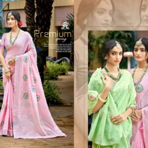 Bunawat Pramukh series 1001 to 1006 Sangam Prints Linen Woven Work Traditional Saree in wholesale surat