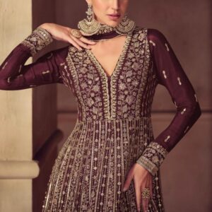 gulkayra designer hazael series 7604A to 7604C chinon readymade stylish gown with dupatta in wholesale surat