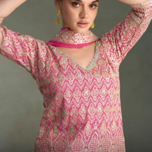 gulkayra designer kasturi series 7550A to 7550C simar silk readymade exclusive plazzo kurti with dupatta in wholesale surat