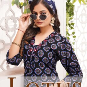 Hiaara Lotus Vol-1 Heavy Cotton Printed With Hand Work Anarkali Style Kurti in wholesale surat