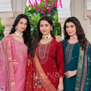kavya natasha vol 5 series 5001 to 5010 roman silk readymade stylish suit in wholesale surat