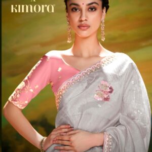 kimora kajal series 5392 A to F organza exclusive saree in wholesale surat