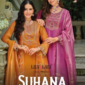 lily & lali suhana series 27621 to 27624 attractive simmer silk readymade suit in wholesale surat