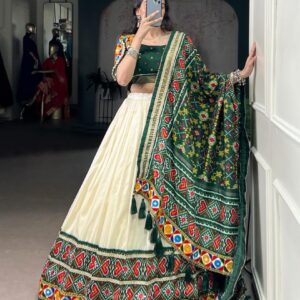 lnb1735 tasar silk patola print readymade navratri lehengas with dupatta in wholesale surat