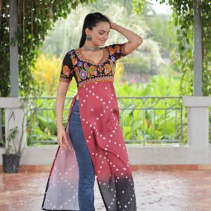 pr clothing ka 1188 navratri special readymade rayon gamthi work long kurti in wholesale surat