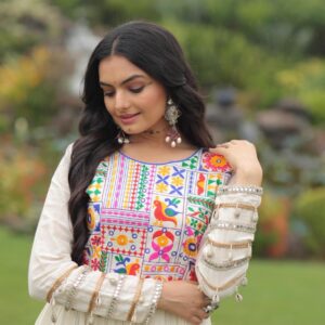 pr clothing lw 9253 kora cotton thread work readymade navratri gowns in wholesale surat