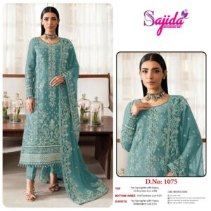 sajida designer 1075 georgette unstitch pakistani suit in wholesale surat