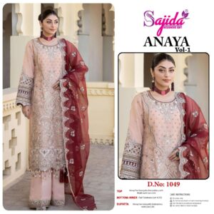 sajida designer anaya vol 1 1049 fox georgette readymade big size pakistani suit in wholesale surat