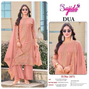 sajida designer dua 1071 georgette pakistani readymade big size suit in wholesale surat