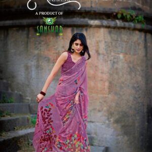 sanskar tex prints kaveri series 91001 to 91012 regular wear bamber georgette sarees in wholesale surat