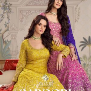 sayuri designer saboori series 10021 to 10023 georgette readymade designer gown with dupatta in wholesale surat
