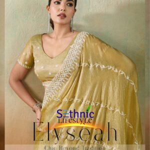 Sethnic Lifestyle Elyseah series 102001 TO 102004 Velvet Chiffon with Tensile White thread embroidery saree in wholesale surat