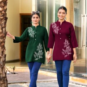 tips & tops blossom series 1001 to 1006 rayon readymade western top in wholesale surat