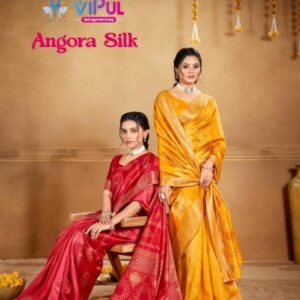 vipul fashion angora silk series 91566-91571 soft silk trendy sarees in wholesale surat