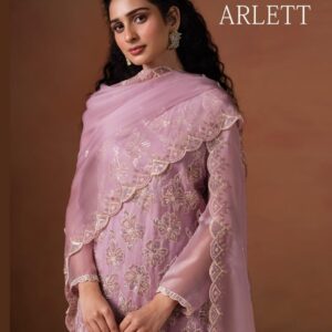 vipul fashion arlett lavender series 6461 to 6466 organza advanced functional salwar kameez in wholesale surat