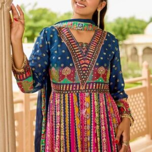 anju fab ar series 8501 to 8502 chinon chiffon readymade combo anarkali gown with dupatta in wholesale surat