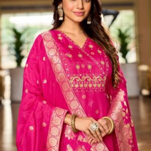 anju fab it 6944 stylish dola silk with jacquard readymade combo set suit in wholesale surat