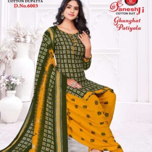Ganeshji Ghunghat Patiyala Vol-6 series 6001 to 6010 Heavy Soft Cotton Printed salwar kameez in wholesale surat