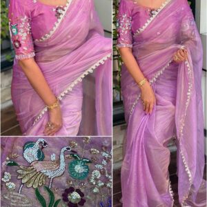peri peri liquid organza colour addition sarees in wholesale surat