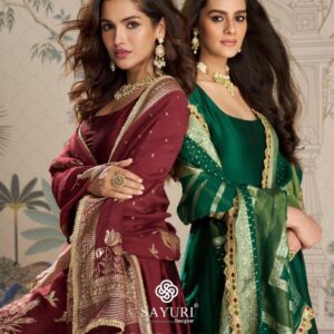 sayuri designer roshni series 10039 to 10041 readymade party wear silk viscose jacquard silk gown with dupatta in wholeslae surat