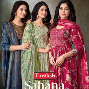 taniksh sahana vol 1series 1001 to 1006 muslin print readymade suit in wholesale surat