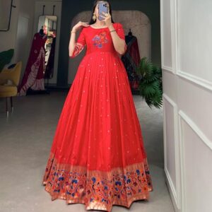 ynf5302 jacquard silk zari weaving work readymade amazing gown in wholesale surat