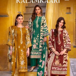 zulfat kalamkaari series 686001 to 686006 woollen pashmina readymade big size suit in wholesale surat