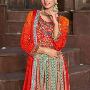 anju fab ar 8507 chinon chiffon exclusive readymade gown with dupatta in wholesale surat