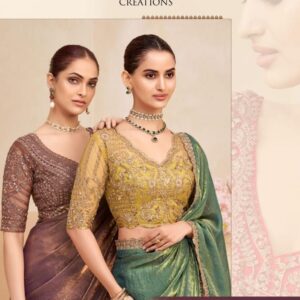 anmol creation kaina vol 4 series 2301 to 2315 georgette two tone shimmer party wear designer work sarees in wholesale surat