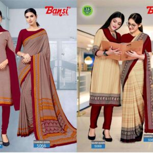 bansi diamond queen kimaya series 5051 to 5060 saree & silver queen crackle combo suit in wholesale surat