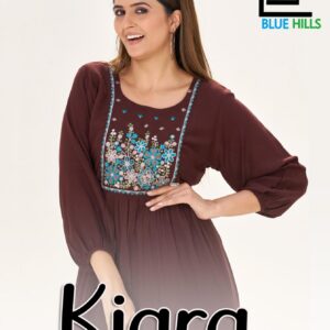 blue hills kiara vol 18 series 8001 to 8005 rayon classic readymade long kurtis in wholesale surat