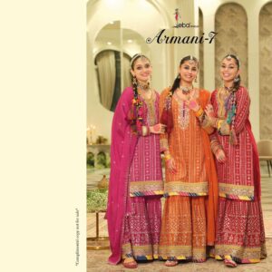 eba lifestyle Armani-7 series 2121 to 2123 hevey Chinon with emboidery work suit in wholesale surat