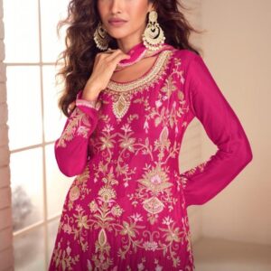 gulkayra designer rucha series 7649 A to 7649 C chinon party wear full stitch plazzo suits in wholesale surat