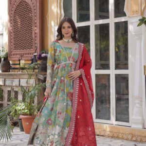 ka 1159 readymade traditional wear aliya cut anarkali gown with dupatta