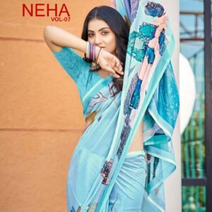 kashvi creation neha vol 7 series 701 to 708 pretty look dull moss saree in wholesale surat