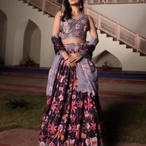 PR 9STAR FASHION MAYESHA CHINON WITH EMBRODERY WORK FANCY DESIGNER LEHENGA CHOLI IN WHOLESALE SURAT