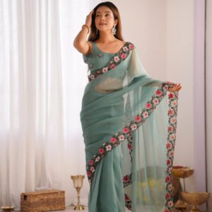 pr kc 849 candy crush embroidery handwork sarees in wholesale surat