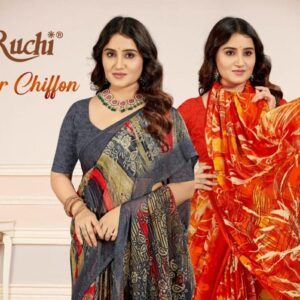 ruchi star chiffon vol 218 series 60301 A to 60303 D trendy chiffon sarees in wholesale surat