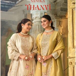 sanika fashion thanvi series 1001 to 1002 fully stitch viscose simmer silk plazzo suits in wholesale surat