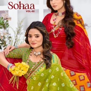 sanskar tex prints sohaa vol 2 series 1101 to 1108 georgette chiffon gorgeous look sarees in wholesale surat