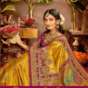 Saroj Traditional Satin Silk vol.1 series 1001 to 1004 Tissue silk saree in wholesale surat