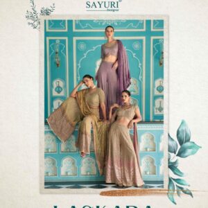 sayuri designer laskara series 5760 to 5764 georgette readymade plazzo with blouse western suit in wholesale surat