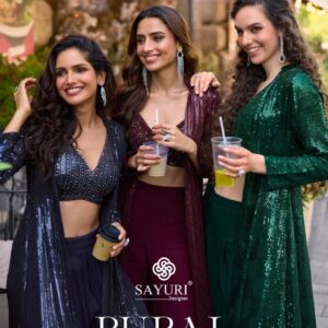 sayuri designer rubal series 5850 to 5853 georgette readymade exclusive shrug plazzo with blouse in wholesale surat