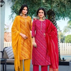 sbs anulekha series 6204 to 6207 readymade pretty look chanderi suits in wholesale surat