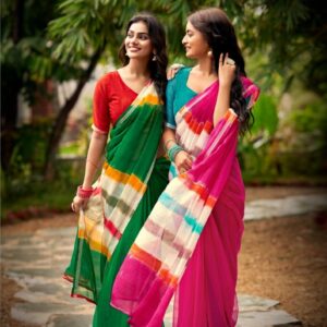 stavan vishala series 1001 to 1010 elegance juth chiffon weaving saree in wholesale surat