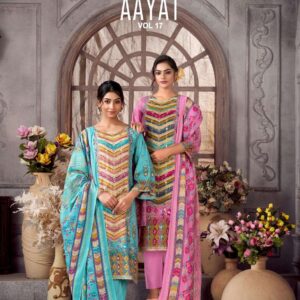 zulfat aayat vol 17 series 661001 to 661006 viscose rayon readymade plus size pakistani suit in wholesale surat