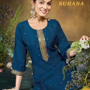 aanchi suhana series 1001 to 1004 roman silk fully stitch pretty look kurti in wholesale surat