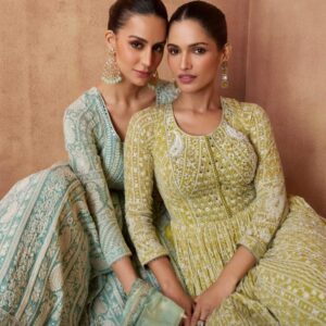 gulkayra designer royal series 7490 to 7491 readymade exclusive georgette gown with dupatta in wholesale surat