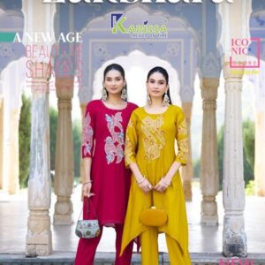 karissa lakshara series 1001 to 1004 viscose weaving readymade stylish kurti with pant in wholesale surat