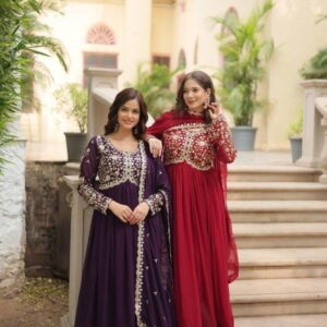 lw 9195 fashionable design fully stitch gown with dupatta for womens